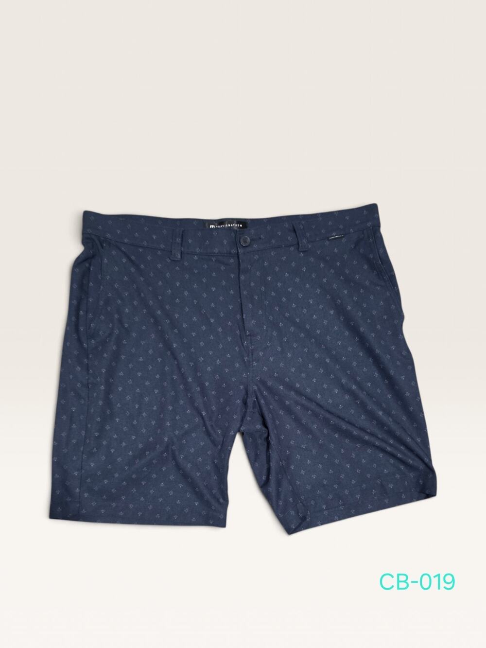 Travis Mathew Mens 38 Golf Shorts Total Eclipse Blue Performance Flat Front